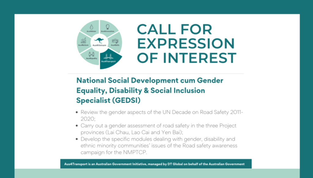 Aus4Transport - National Social Development cum Gender Equality, Disability & Social Inclusion Specialist (GEDSI)